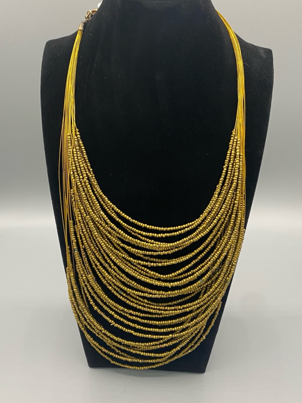 NWT Soft Surroundings Gold Multi-Strand Beaded Statement Necklace